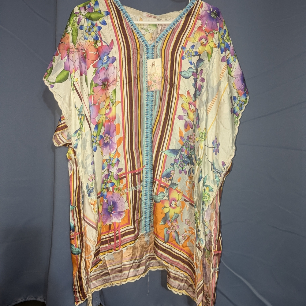 Johnny Was Floral Multicolor Silk Tunic